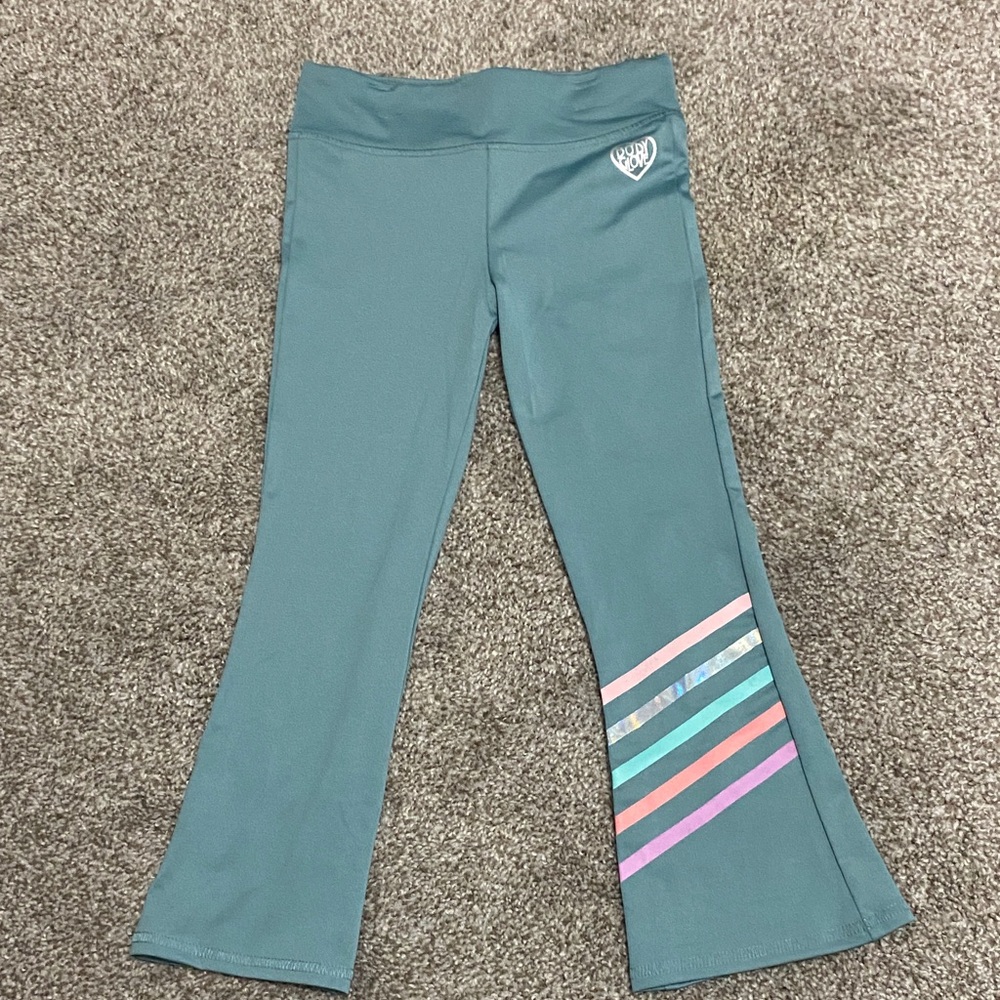 Body Glove Teal Leggings with Colorful Stripes
